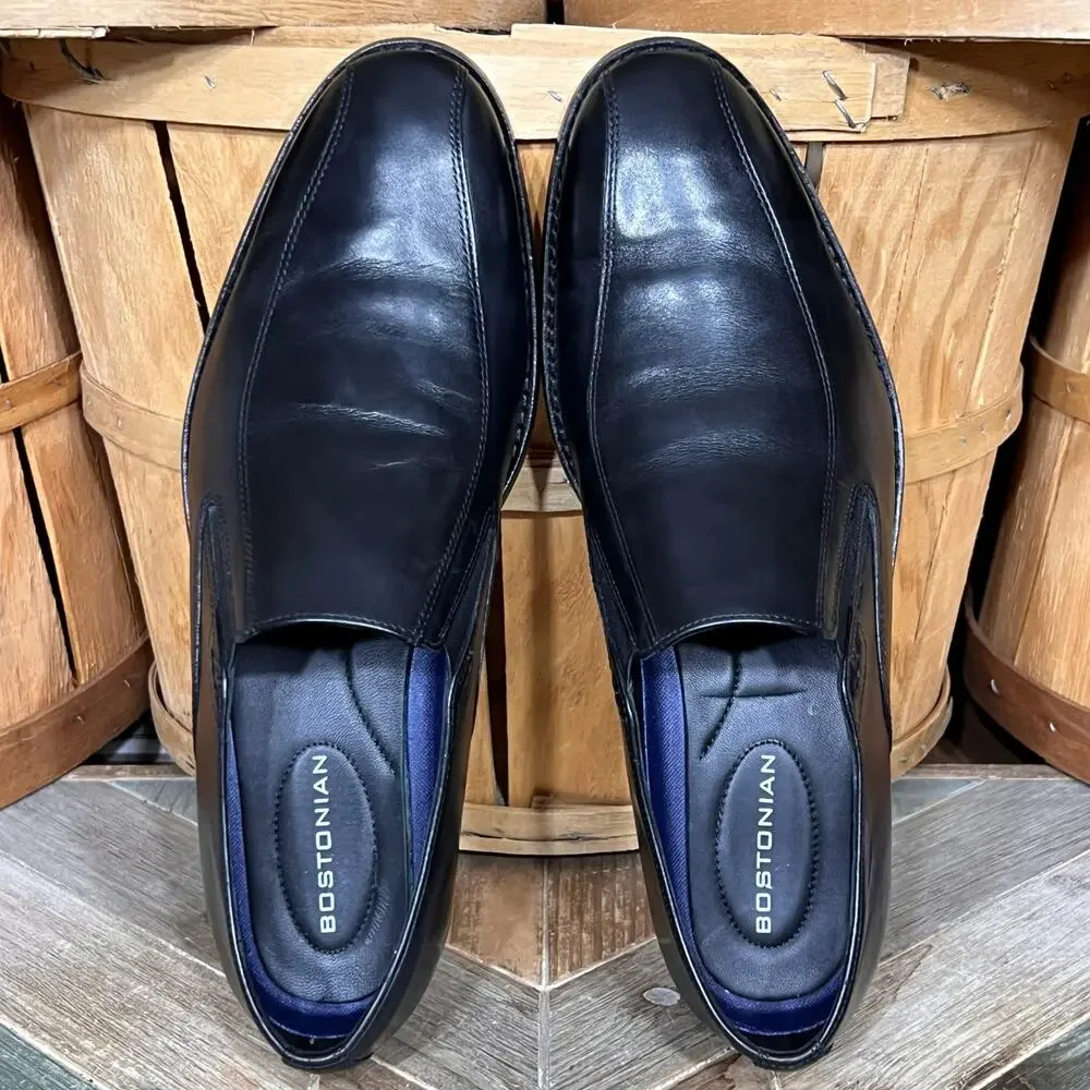 Clarks Bostonian Nantasket Step Black Leather Slip-On Loafers Mens Size 9.5